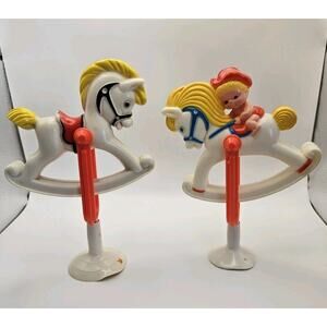 Lot Of 2 Vintage STAHLWOOD ROCKING HORSE RATTLES w/ Sunction Cup - 1950's